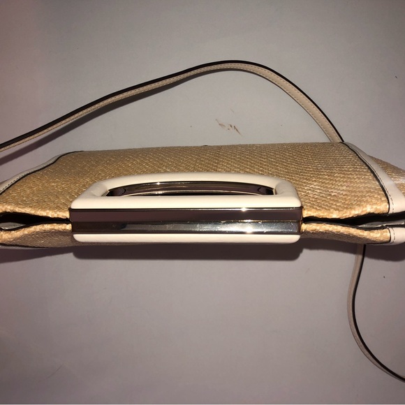 ♠️Kate Spade Alexia Straw Crossbody Clutch Bag, Parchment / Natural - Picture 5 of 7